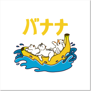 Cat Banana Boat Posters and Art